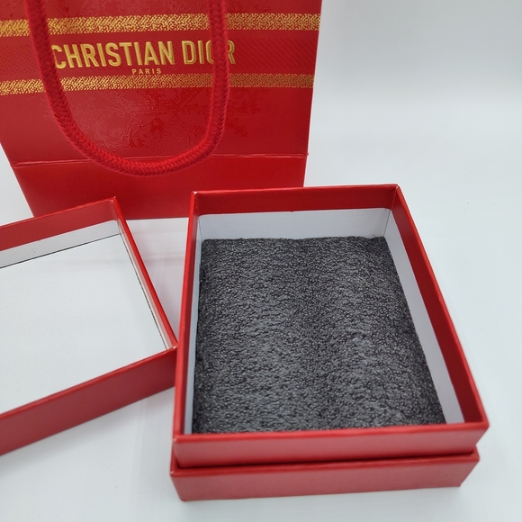 Dior Red Gift Box & Rope Bag Set | Gold Logo Special Edition Packaging LIKE NEW - Picture 9 of 14